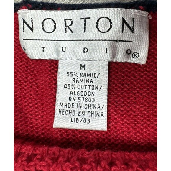 Vintage Norton Studio Sleeveless Sweater Womens Medium Blue Red Stars Vest 90s - Picture 8 of 9